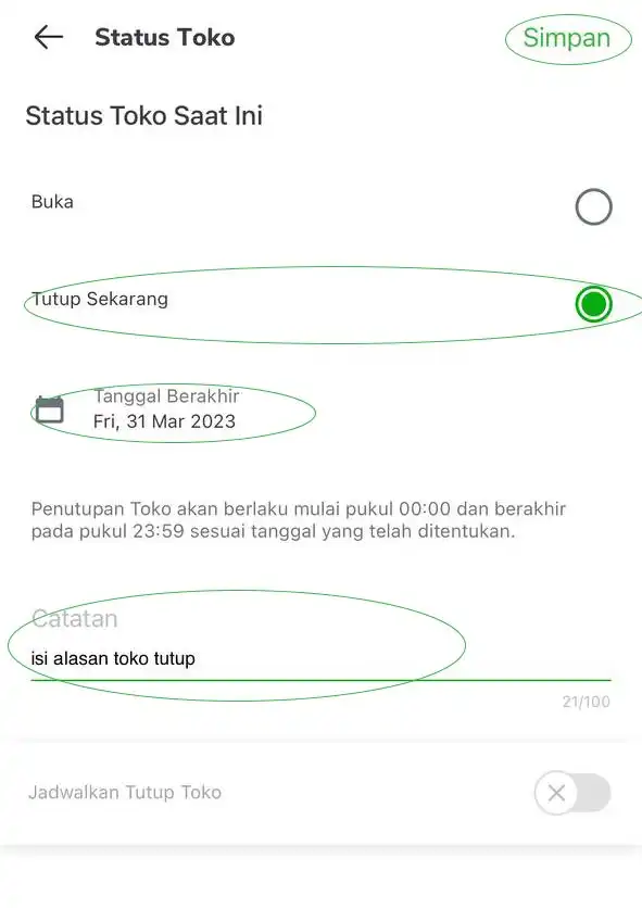 tutup toko di tokopedia